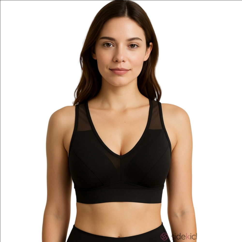 Rhonda Shear Black Mesh Leisure Bra Size Medium